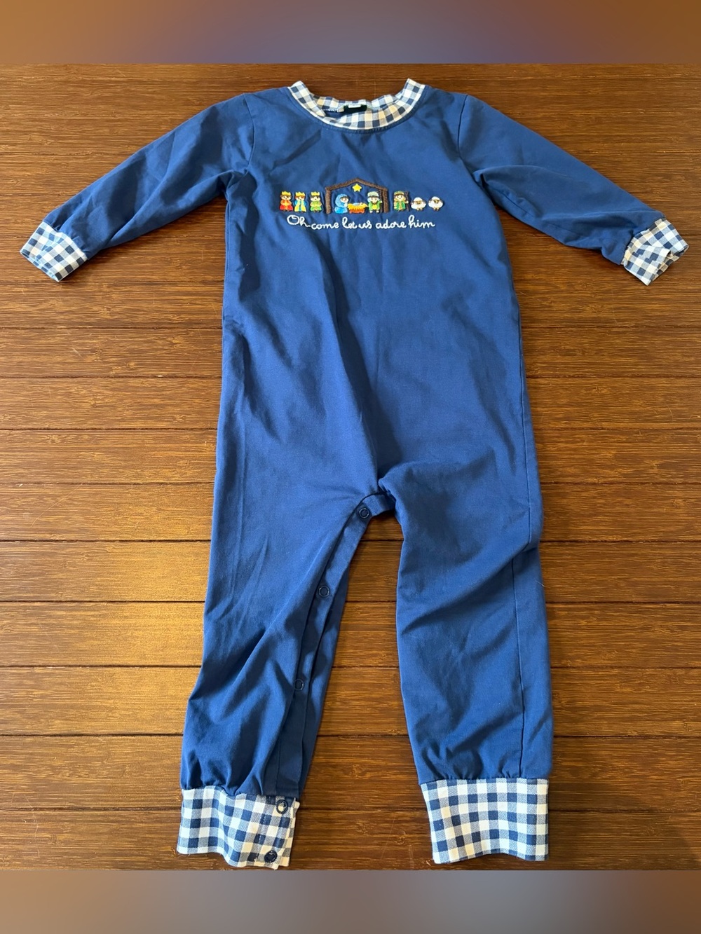 Busy Bee Smocks Boutique Christmas Nativity Baby Long Sleeve Romper Jumpsuit 2T